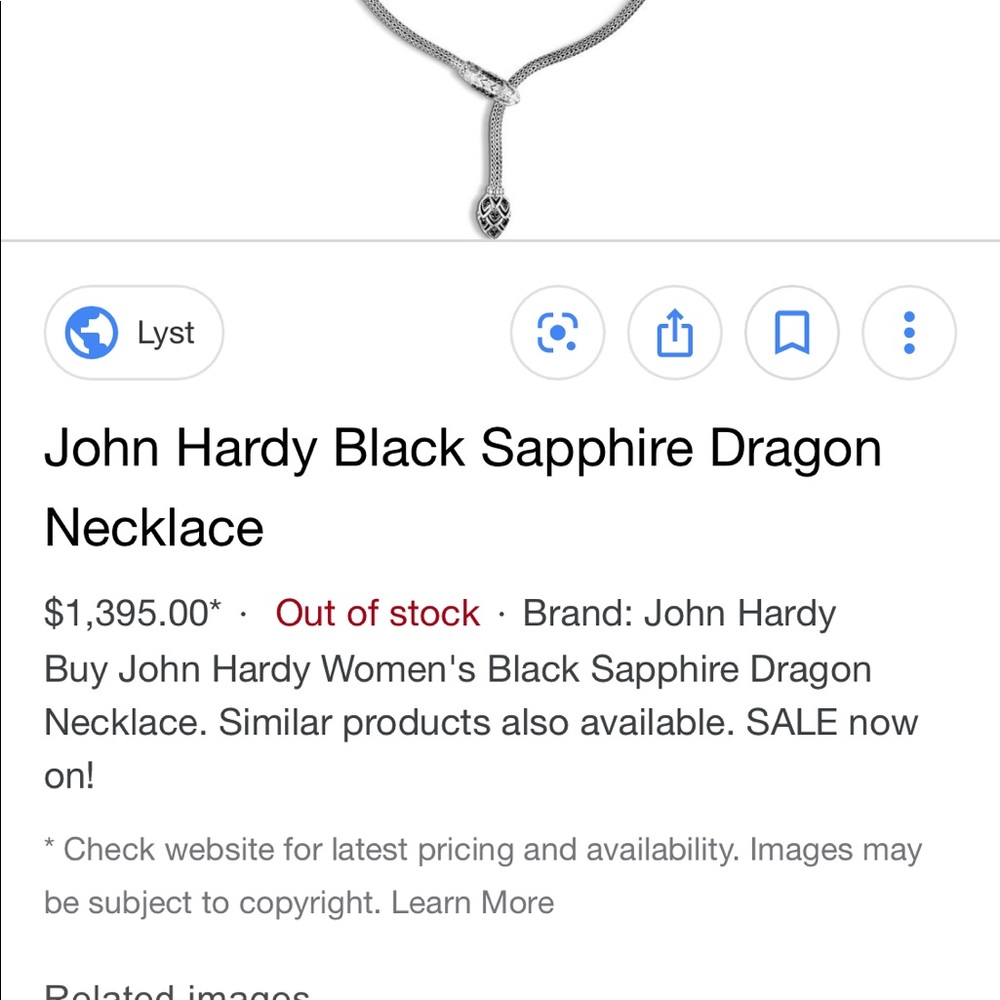 John Hardy Black Sapphire Dragonhead Necklace